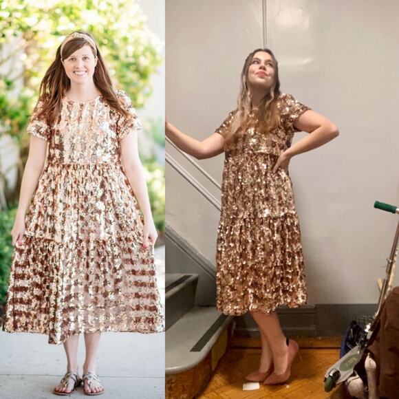 Maeve Bernadette Sequin Tiered Midi Dress - Picture 5 of 14